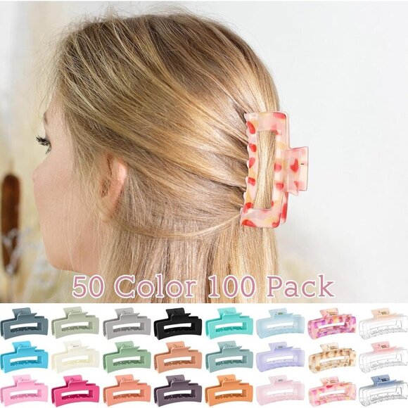 Hair Clips Bulk Set 100 pcs NonSlip Claw Clips Large Colorful for Women Girls main image 5